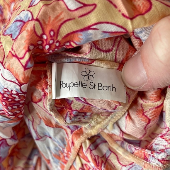 Poupette St Barth Soledad Dress in Yellow Dahlia Size Small Smocked Off Shoulder - Picture 11 of 12